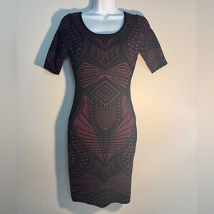 🐿️ Rue21 Burgundy & Black Bodycon Knit Dress – Size S
